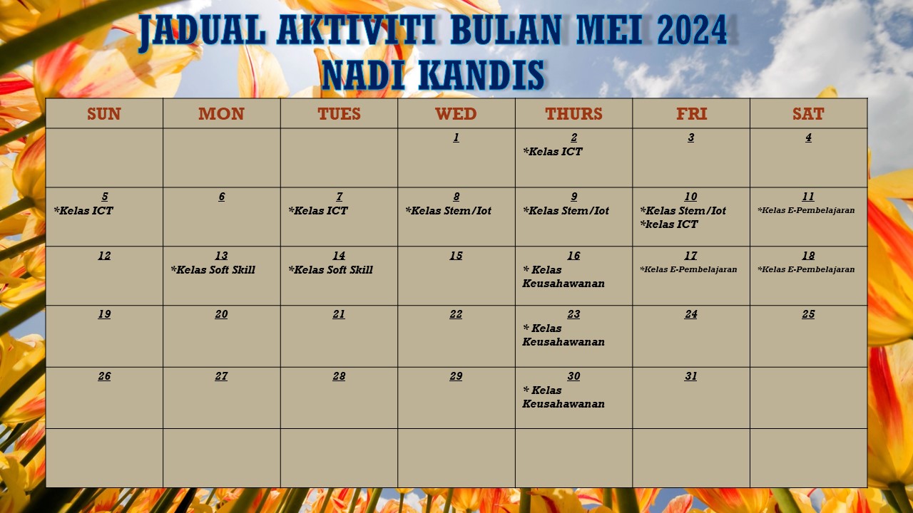 jadual aktiviti bulan mei 2024